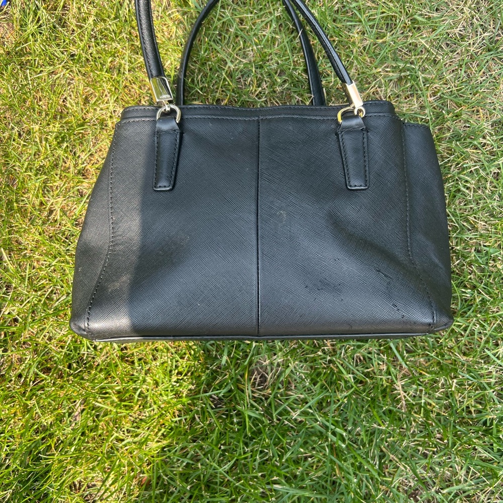 Coach Satchel Crossbody Black Pebbled Leather Authentic Handbag